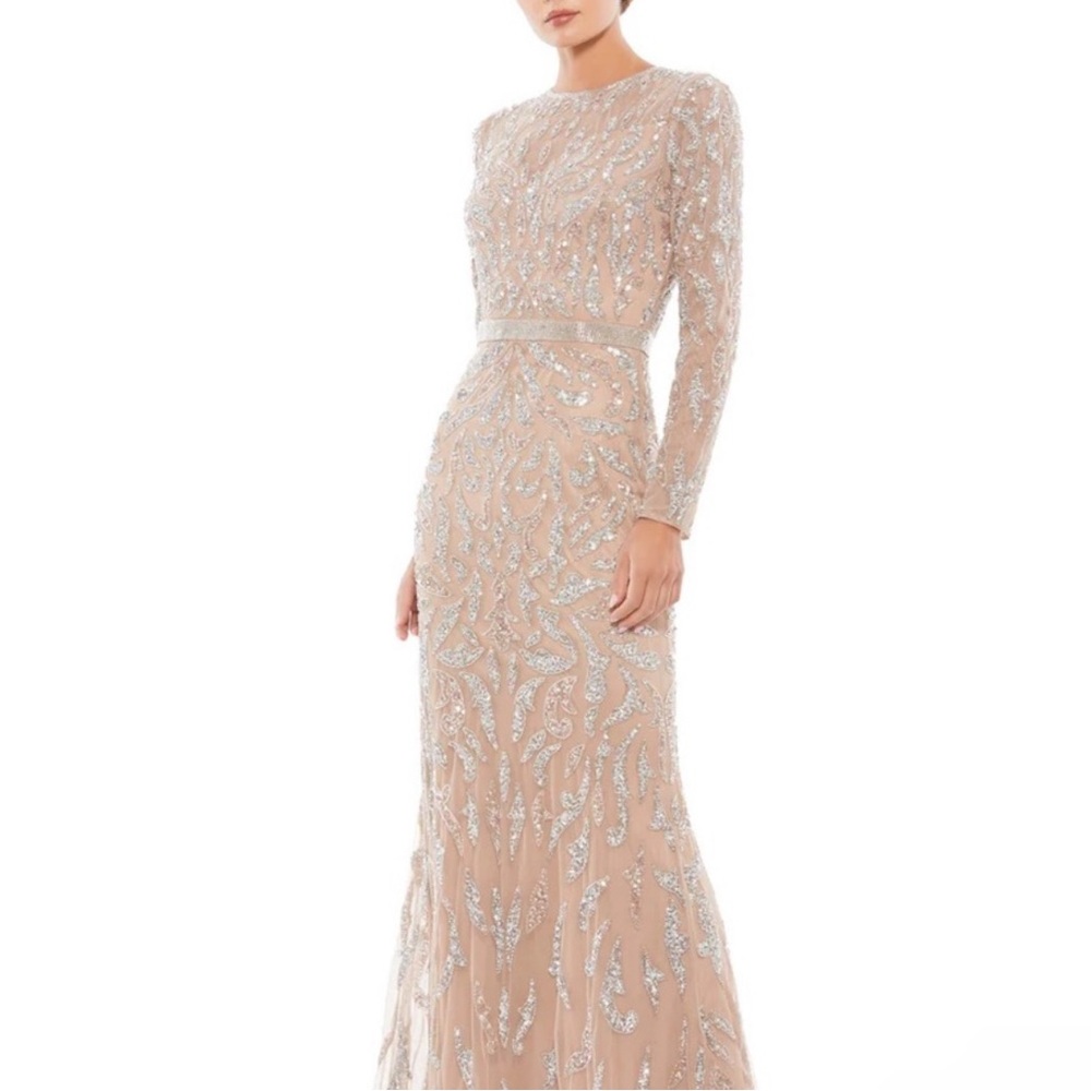 Mac Duggal Beaded Long Sleeve Evening Gown (NWT)